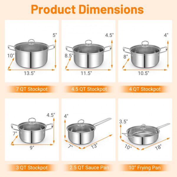 12 Piece Pots and Pans Set with Tempered Glass Lids and Handles - Image 4