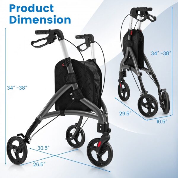 Foldable Rollator Walker with Lightweight Aluminum Frame - Image 4