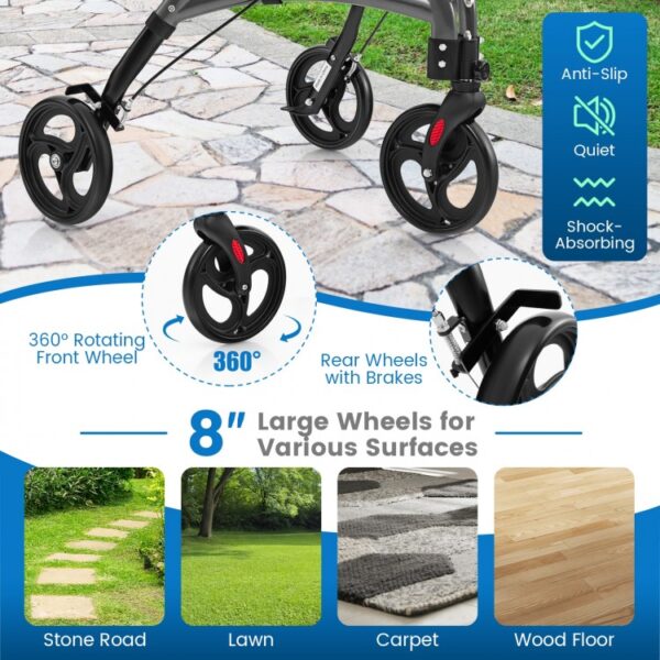 Foldable Rollator Walker with Lightweight Aluminum Frame - Image 5