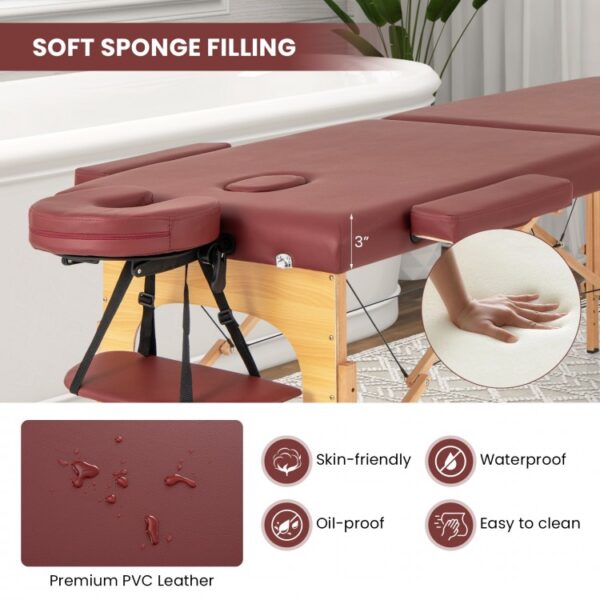 84 Inch Foldable Massage Table with Carrying Bag and Height Adjustable - Image 3