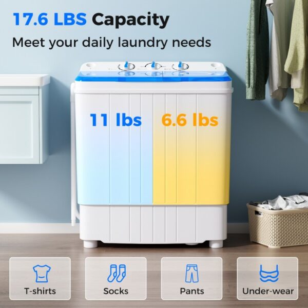 17.6 lbs Portable Washing Machine with Drain Pump - Image 5