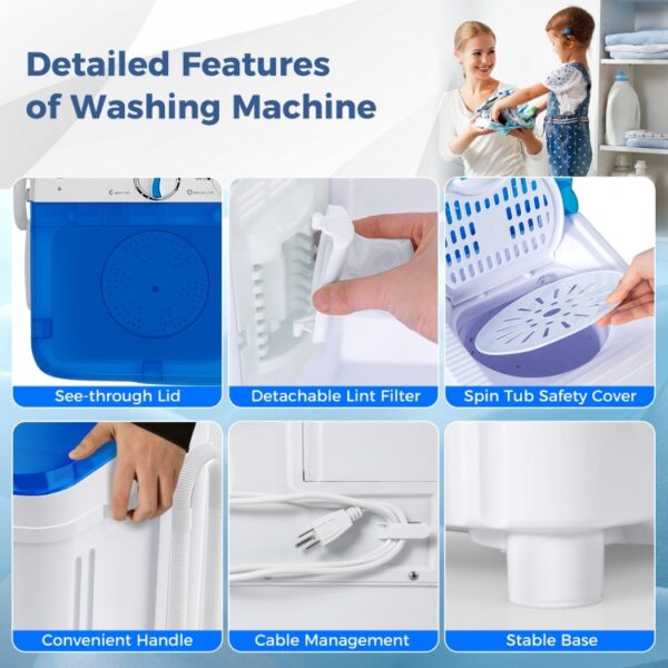 17.6 lbs Portable Washing Machine with Drain Pump - Image 3