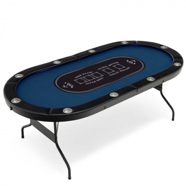 Foldable 10-Player Poker Table with LED Lights and USB Ports Ideal for Texas Casino