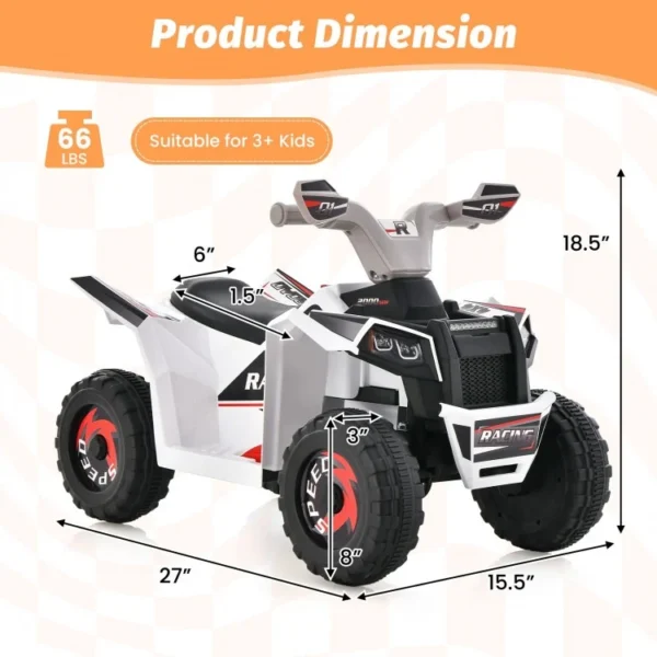 Kids Ride on ATV 4 Wheeler Quad Toy Car with Direction Control - Image 2