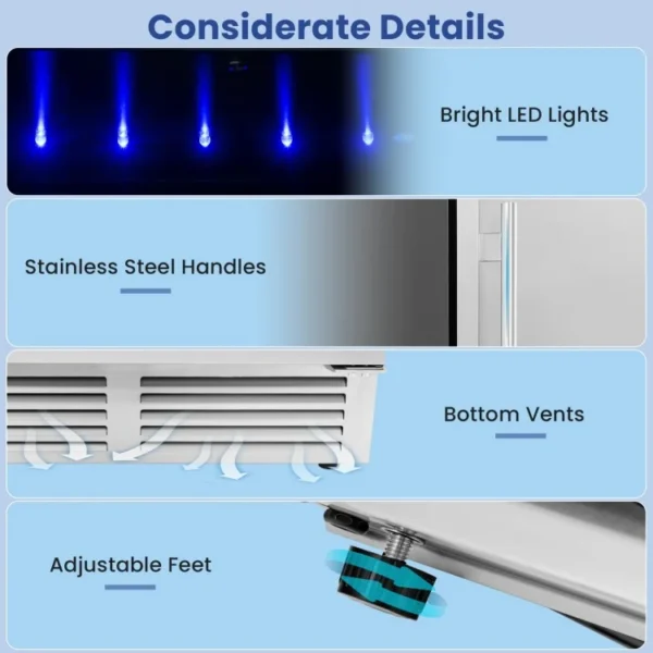 24 Inches Beverage Refrigerator with Removable Shelves and Adjustable Temperature - Image 5