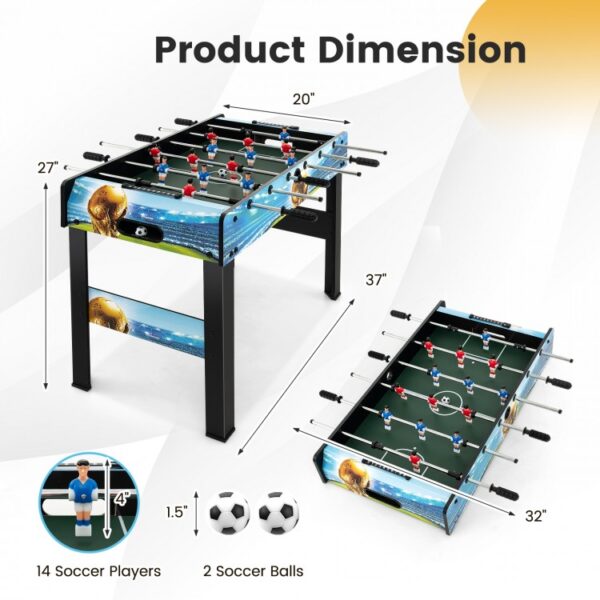 37 Inch Mini Foosball Table with Score Keeper and Removable Legs - Image 3