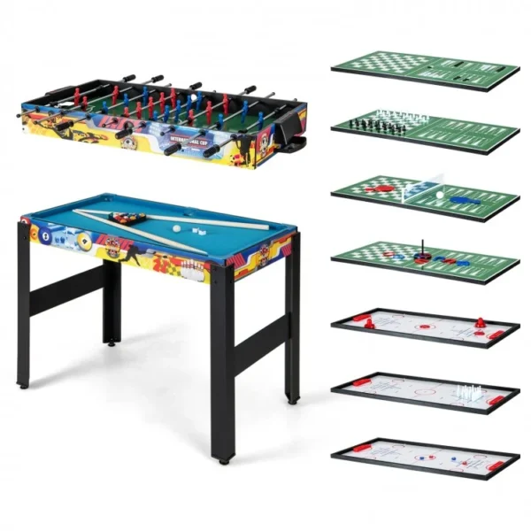 12-in-1 Combo Game Table Set with Foosball Air Hockey Pool Chess and Ping Pong - Image 4