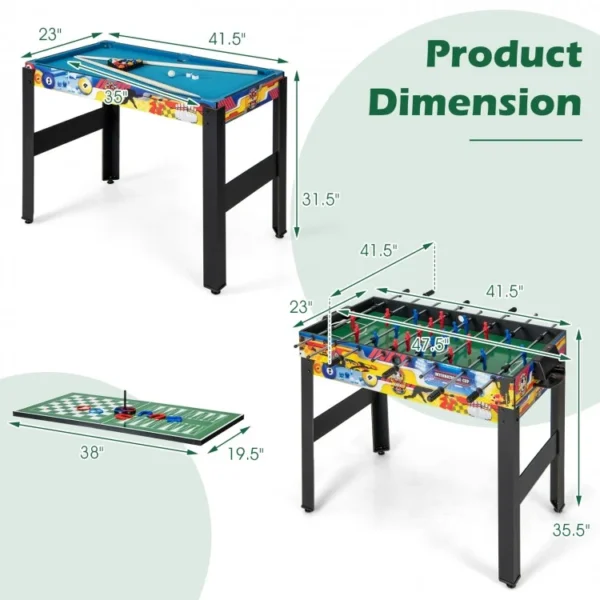 12-in-1 Combo Game Table Set with Foosball Air Hockey Pool Chess and Ping Pong - Image 3