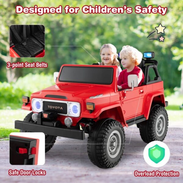 12V 2-Seat Licensed Kids Ride On Toyota FJ40 Car with 2.4G Remote Control - Image 3