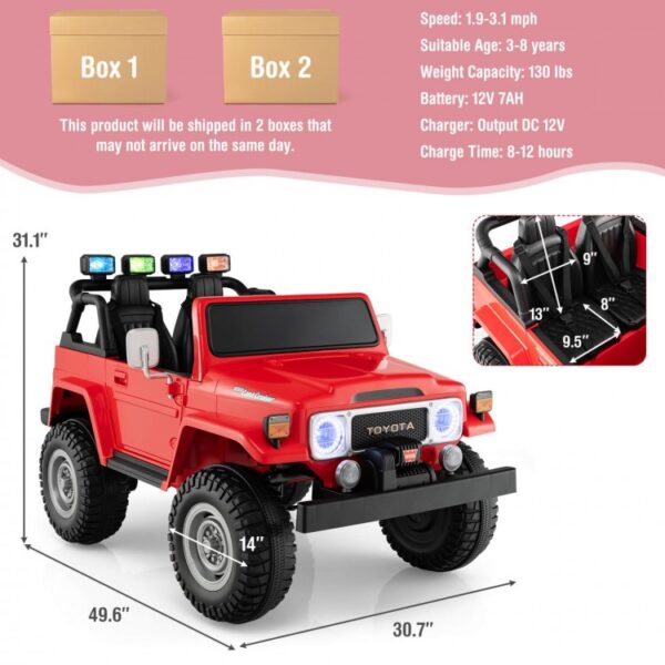 12V 2-Seat Licensed Kids Ride On Toyota FJ40 Car with 2.4G Remote Control - Image 4