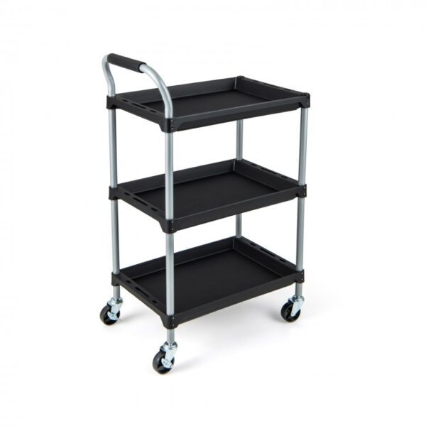 3 Layer Tool Cart with PP Shelves Sponged Handle and Swivel Wheel