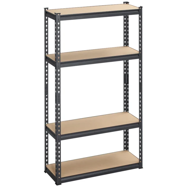 HOMCOM Heavy Duty Garage Shelf, 4-Tier Metal Shelving Unit, Industrial Utility Shelves with Steel Frame and Adjustable Shelves for Garage, Warehouse, Basement, Black and Brown - Image 3