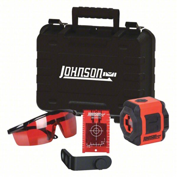 JOHNSON LEVEL Cross Line Laser: 2 Lines and 0 Dots, Red Beam, 0 Planes, ±3/16 in @ 30 ft Accuracy