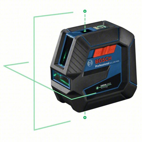 BOSCH Line and Dot Laser: 2 Lines and 1 Dots, Green Beam, 0 Planes, 100 - 200 ft Range w/o detector