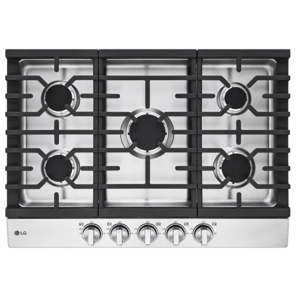 LG CBGJ3023S Gas Cooktop, 30 inch Exterior Width, 5 Burners, Stainless Steel colour