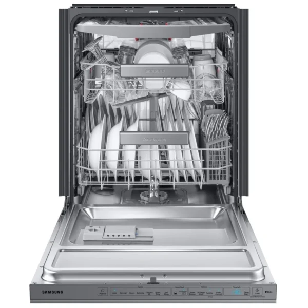 Samsung DW80R9950US - DW80R9950US/AC Dishwasher, 24 inch Exterior Width, 39 dB Decibel Level, Fully Integrated, Stainless Steel (Interior), 7 Wash Cycles, 15 Capacity (Place Settings), Wifi Enabled, Stainless Steel colour AquaBlast, Zone Booster, Digital Leak Sensor - Image 4