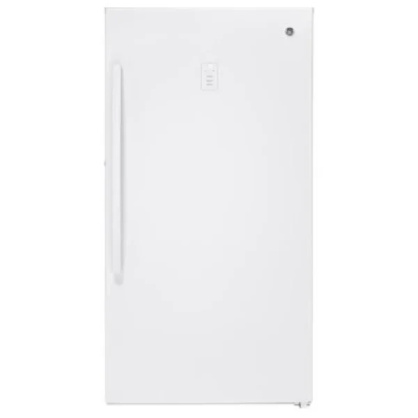 GE FUF17DLRWW Upright Freezer, 33 inch Width, ENERGY STAR Certified, 17.3 cu. ft. Capacity, Frost Free, Interior Light (Freezer), White colour Garage Ready