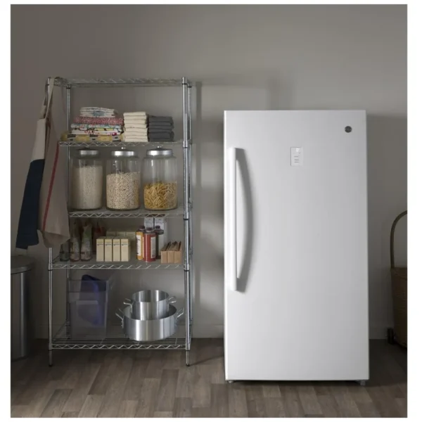 GE FUF17DLRWW Upright Freezer, 33 inch Width, ENERGY STAR Certified, 17.3 cu. ft. Capacity, Frost Free, Interior Light (Freezer), White colour Garage Ready - Image 5