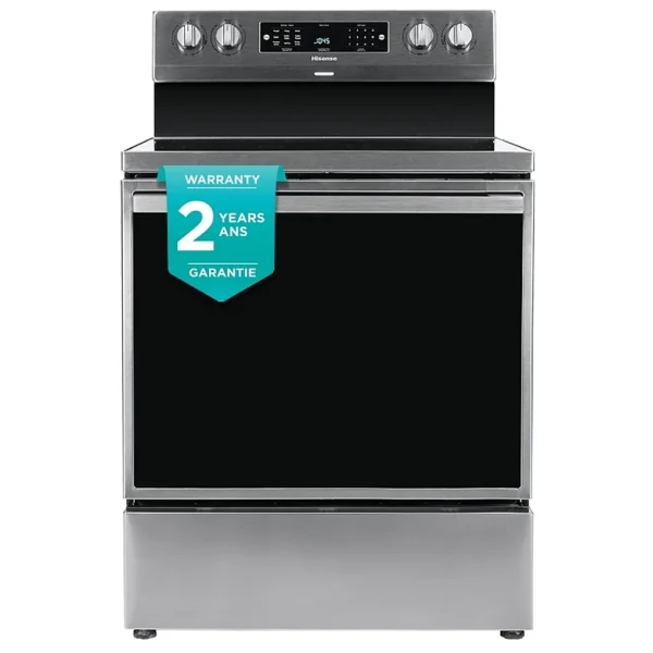 Hisense HBE3501CPS Electric Range, 30 inch Exterior Width, Self Clean, Convection, 5 Burners, 5.8 cu. ft. Capacity, Storage Drawer, Air Fry, 1 Ovens, Stainless Steel colour