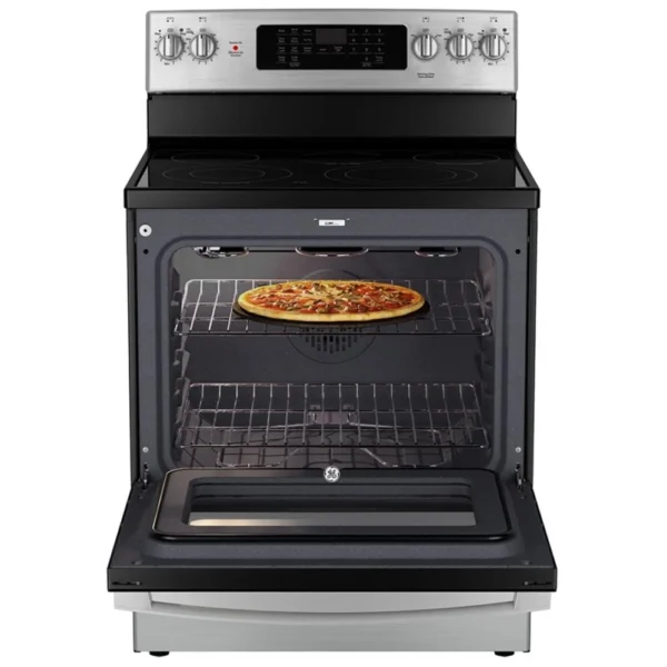 GE JCB840STSS Electric Range, 30 inch Exterior Width, Self Clean, Convection, 5 Burners, 5.0 cu ft cu. ft., Storage Drawer, Air Fry, 1 Ovens, Silver colour True European Convection - Image 8