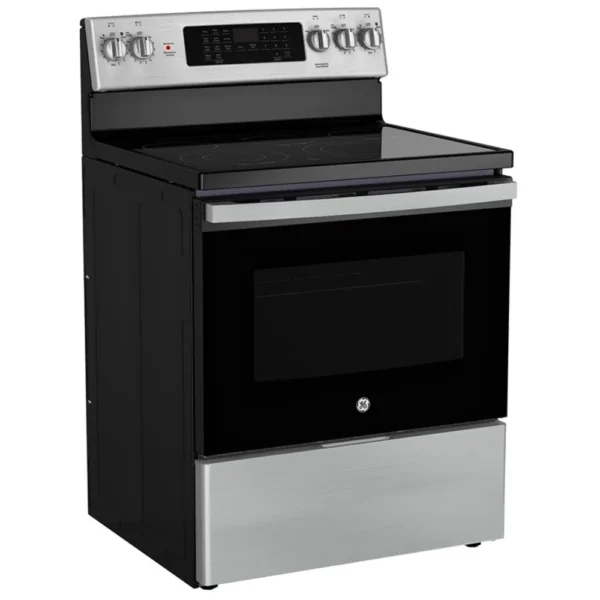 GE JCB840STSS Electric Range, 30 inch Exterior Width, Self Clean, Convection, 5 Burners, 5.0 cu ft cu. ft., Storage Drawer, Air Fry, 1 Ovens, Silver colour True European Convection - Image 9