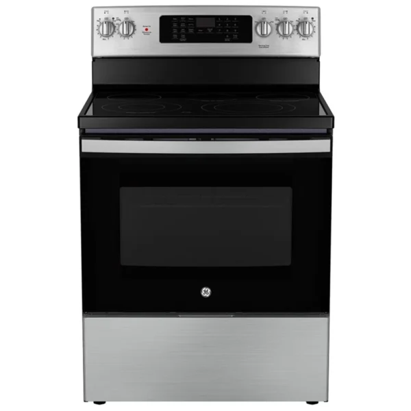 GE JCB840STSS Electric Range, 30 inch Exterior Width, Self Clean, Convection, 5 Burners, 5.0 cu ft cu. ft., Storage Drawer, Air Fry, 1 Ovens, Silver colour True European Convection - Image 5