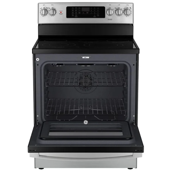 GE JCB840STSS Electric Range, 30 inch Exterior Width, Self Clean, Convection, 5 Burners, 5.0 cu ft cu. ft., Storage Drawer, Air Fry, 1 Ovens, Silver colour True European Convection - Image 7