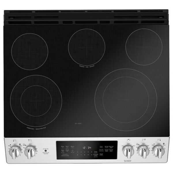 GE JCS840SMSS Electric Range, 30 inch Exterior Width, Self Clean, Convection, 5 Burners, 5.3 cu. ft. Capacity, Storage Drawer, 1 Ovens, Stainless Steel colour True European Convection - Image 2