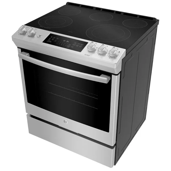 GE JCS840SMSS Electric Range, 30 inch Exterior Width, Self Clean, Convection, 5 Burners, 5.3 cu. ft. Capacity, Storage Drawer, 1 Ovens, Stainless Steel colour True European Convection - Image 3