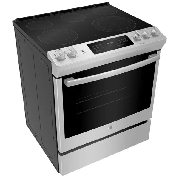 GE JCS840SMSS Electric Range, 30 inch Exterior Width, Self Clean, Convection, 5 Burners, 5.3 cu. ft. Capacity, Storage Drawer, 1 Ovens, Stainless Steel colour True European Convection - Image 4