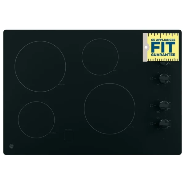 GE JP3030DWBB Electric Cooktop, 30 inch Exterior Width, 4 Burners, Black colour - Image 2