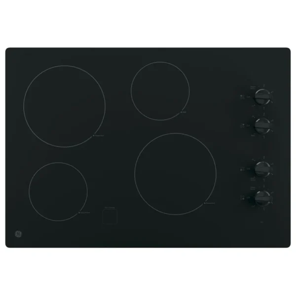 GE JP3030DWBB Electric Cooktop, 30 inch Exterior Width, 4 Burners, Black colour