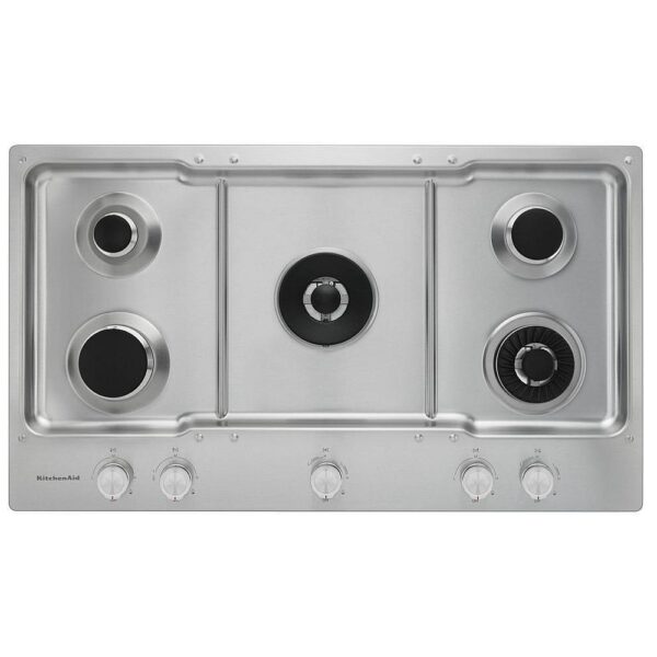 KitchenAid KCGS956ESS Gas Cooktop, 36 inch Exterior Width, 5 Burners, Stainless Steel colour - Image 3