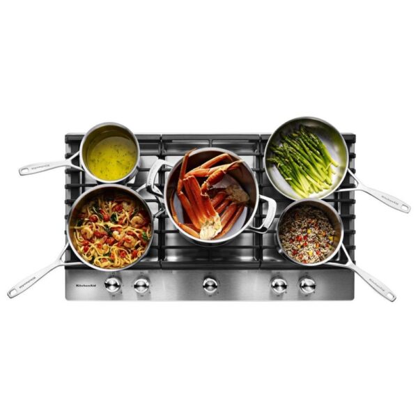 KitchenAid KCGS956ESS Gas Cooktop, 36 inch Exterior Width, 5 Burners, Stainless Steel colour - Image 4