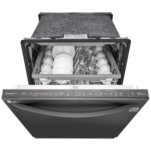 LG LDTS5552D Dishwasher, 24 inch Exterior Width, 46 dB Decibel Level, Fully Integrated, Stainless Steel (Interior), 9 Wash Cycles, 15 Capacity (Place Settings), Wifi Enabled, Black Stainless Steel colour TrueSteam - Image 2