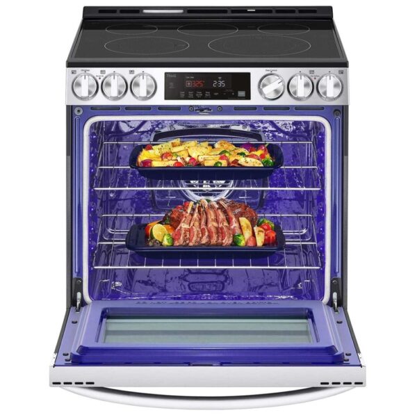 LG LSEL6333F Electric Range, 30 inch Exterior Width, Self Clean, Convection, 5 Burners, 6.3 cu. ft. Capacity, Storage Drawer, Air Fry, 1 Ovens, Stainless Steel colour - Image 2