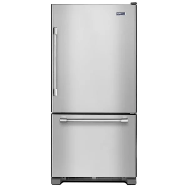 Maytag MBR1957FEZ Bottom Freezer Refrigerator, 30 inch Width, ENERGY STAR Certified, 18.67 cu. ft. Capacity, Stainless Steel colour