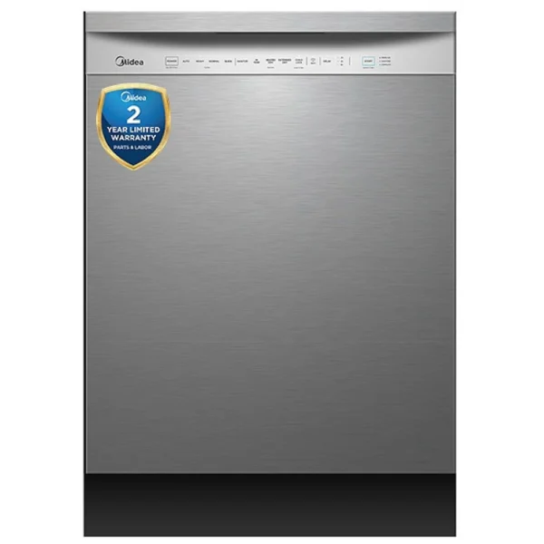 Midea MDF24P1AST Dishwasher, 24 inch Exterior Width, 52 dB Decibel Level, Full Console, Stainless Steel (Interior), 4 Wash Cycles, 14 Capacity (Place Settings), Hard Food Disposal, Wifi Enabled, Stainless Steel colour