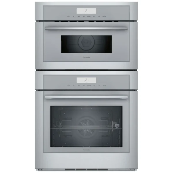 Thermador Masterpiece Series MEDMC301WS Speed Oven, 30 inch Exterior Width, Convection, Self Clean, 6.1 cu. ft. Capacity, Temperature Probe, Wifi Enabled, Stainless Steel colour True European Convection; Telescopic Gliding Extension Rack