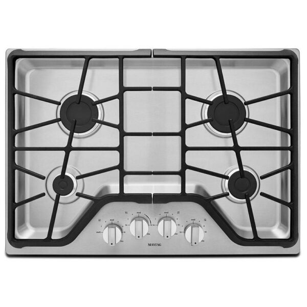 Maytag MGC7430DS Gas Cooktop, 30 inch Exterior Width, 4 Burners, Stainless Steel colour