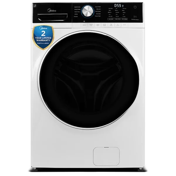 Midea MLH52N3AWW Front Load Washer, 27 inch Width, ENERGY STAR Certified, 5.2 cu. ft. Capacity, 10 Wash Cycles, 5 Temperature Settings, Stackable, 1300 RPM Washer Spin Speed, Water Heater, White colour