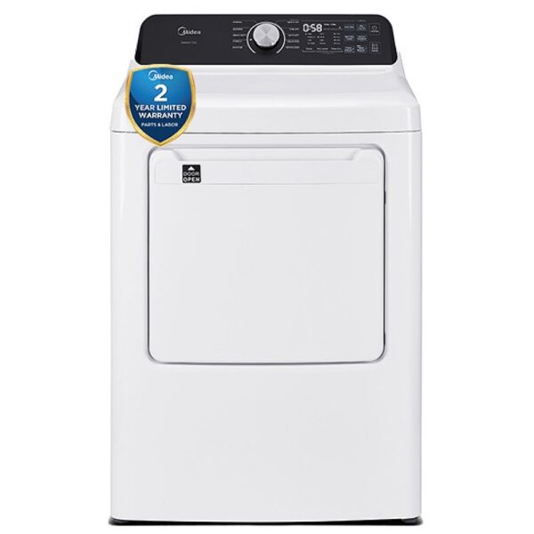 Midea MLTE52M2BWW Electric Dryer, 27 inch Width, 7.0 cu. ft. Capacity, 4 Temperature Settings, Steel Drum, White colour