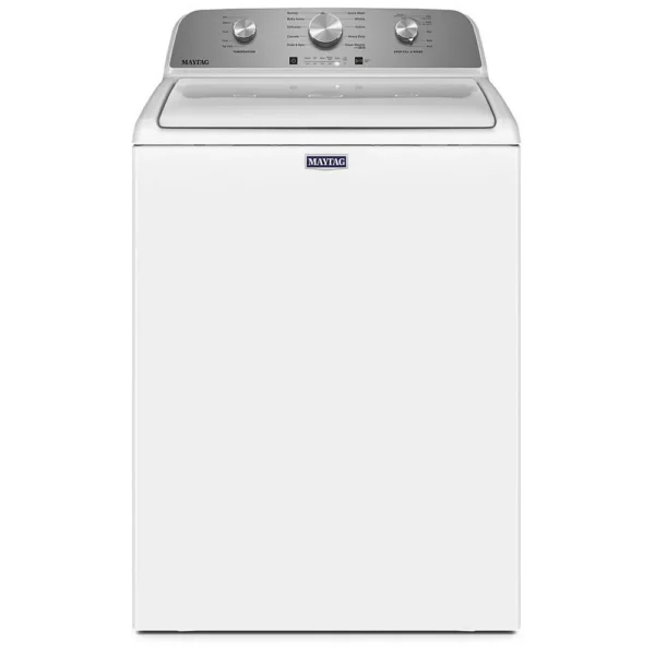 Maytag MVW4505MW Top Load Washer, 27 3/4 inch Width, Agitator, 5.2 cu. ft. Capacity, 11 Wash Cycles, 5 Temperature Settings, 770 RPM Washer Spin Speed, White colour Contains Agitator