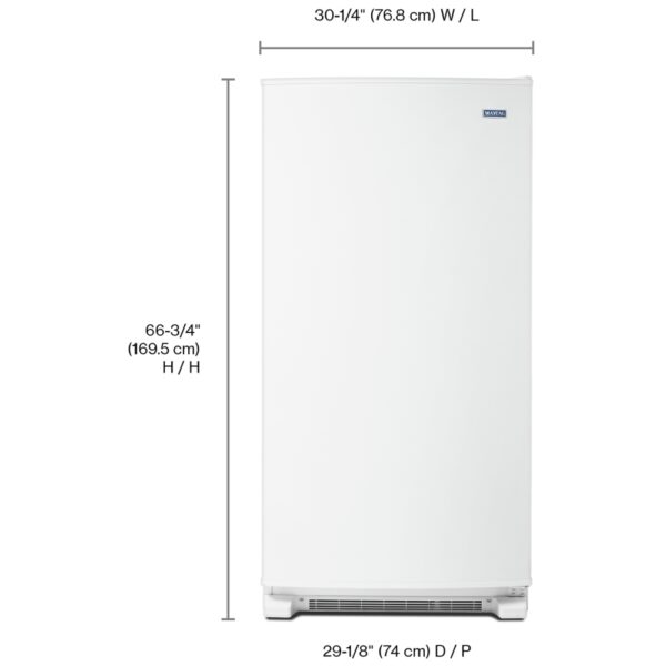 Maytag MZF34X18FW Upright Freezer, 30 inch Width, 18.0 cu. ft. Capacity, Automatic, Reversible Door, Interior Light (Freezer), White colour Upright Freezer Frost Free - Image 3