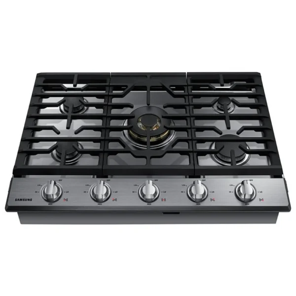 Samsung NA30N7755TS - NA30N7755TS/AA Gas Cooktop, 30 inch Exterior Width, 5 Burners, Stainless Steel colour Wok Grate, Illuminated Knob - Image 2