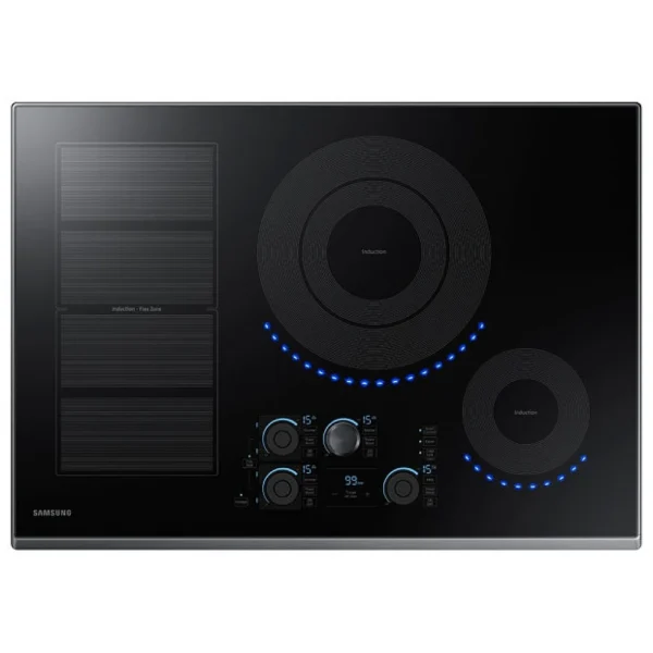 Samsung NZ30K7880UG - NZ30K7880UG/AA Induction Cooktop, 30 inch Exterior Width, 4 Burners, Induction, Black Stainless Steel colour Virtual Flame,Magnetic Knob + Digital Touch, FlexZone