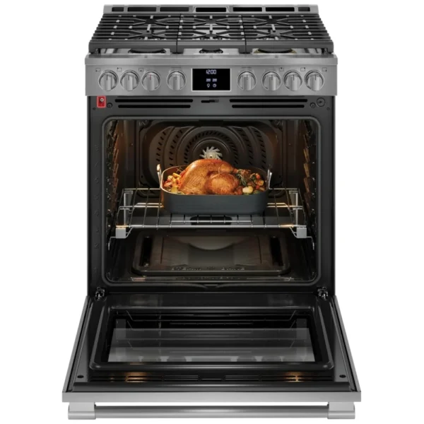 Frigidaire Professional PCFG3080AF Gas Range, 30 inch Exterior Width, Self Clean, Convection, 6 Burners, 6.0 cu. ft. Capacity, Air Fry, 1 Ovens, Stainless Steel colour Air Sous Vide, Telescopic Gliding Extension Rack, Temperature Probe, Griddle, True European Convection - Image 6