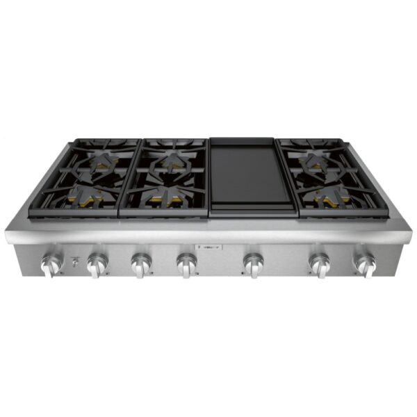 Thermador PCG486WD Gas Rangetop, 48 inch Exterior Width, 6 Burners, Stainless Steel colour Griddle