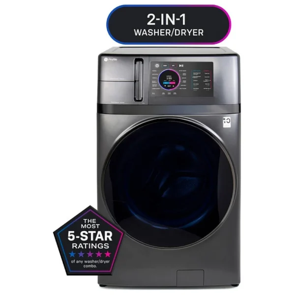 GE Profile PFQ97HSPVDS Front Load Washer, 28 inch Width, 5.5 cu. ft. Capacity, Steam Clean, 12 Wash Cycles, 5 Temperature Settings, 5 RPM Washer Spin Speed, Wifi Enabled, Carbon Graphite colour Eco Coolâ„¢ Cycle, ADA Compliant, EZ Access Lint Filter, SmartDispenseâ„¢ Technology, Dynamic Balancing Technology