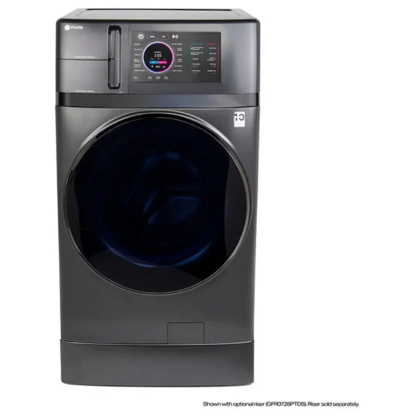 GE Profile PFQ97HSPVDS Front Load Washer, 28 inch Width, 5.5 cu. ft. Capacity, Steam Clean, 12 Wash Cycles, 5 Temperature Settings, 5 RPM Washer Spin Speed, Wifi Enabled, Carbon Graphite colour Eco Coolâ„¢ Cycle, ADA Compliant, EZ Access Lint Filter, SmartDispenseâ„¢ Technology, Dynamic Balancing Technology - Image 3